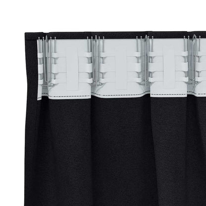 Gordijnen met gordijnen 2 pcs Zwart Polyester