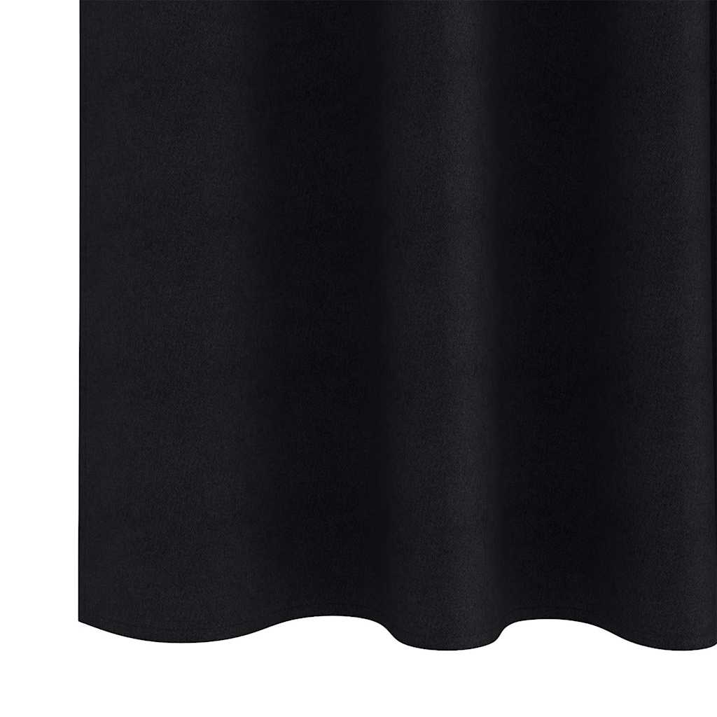 Gordijnen met gordijnen 2 pcs Zwart Polyester