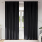 Verduisterende gordijnen 225x140 cm zwart polyester (2 stuks)