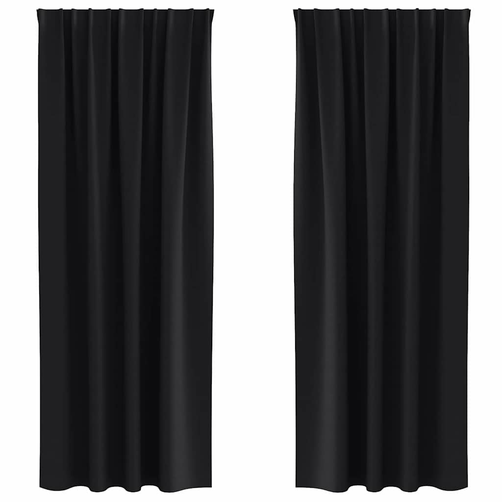 Gordijnen met gordijnen 2 pcs Zwart Polyester