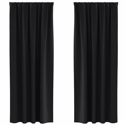 Gordijnen met gordijnen 2 pcs Zwart Polyester