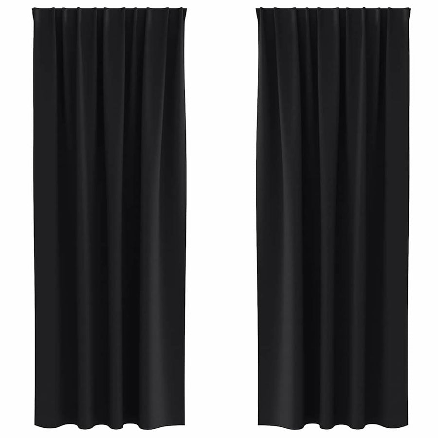 Gordijnen met gordijnen 2 pcs Zwart Polyester