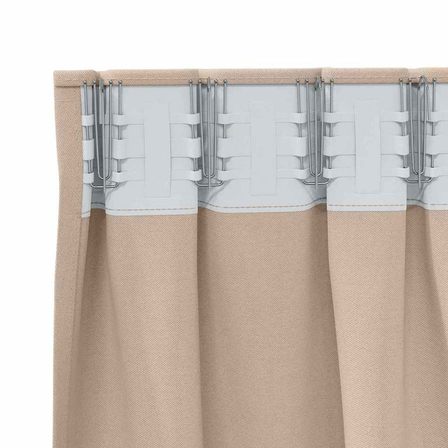 Zwart-Out Gordijnen Met Ringen Polyester Taupe Kopband tape 140 cm