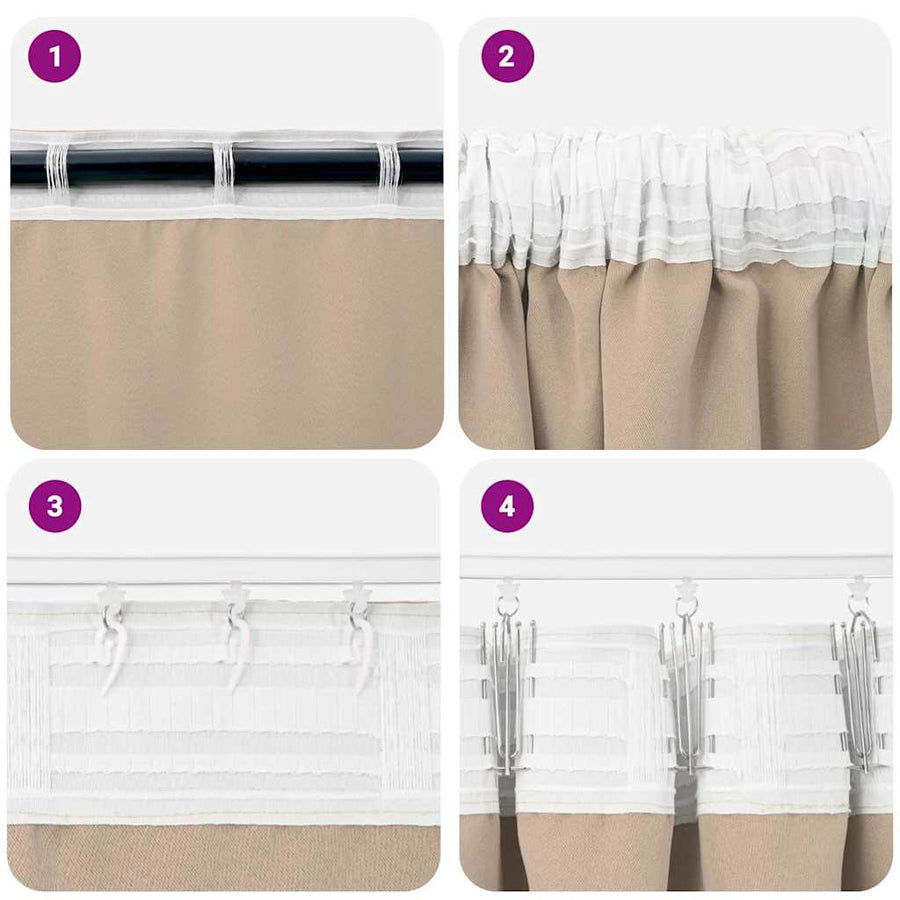 Zwart-Out Gordijnen Met Ringen Polyester Taupe Kopband tape 140 cm