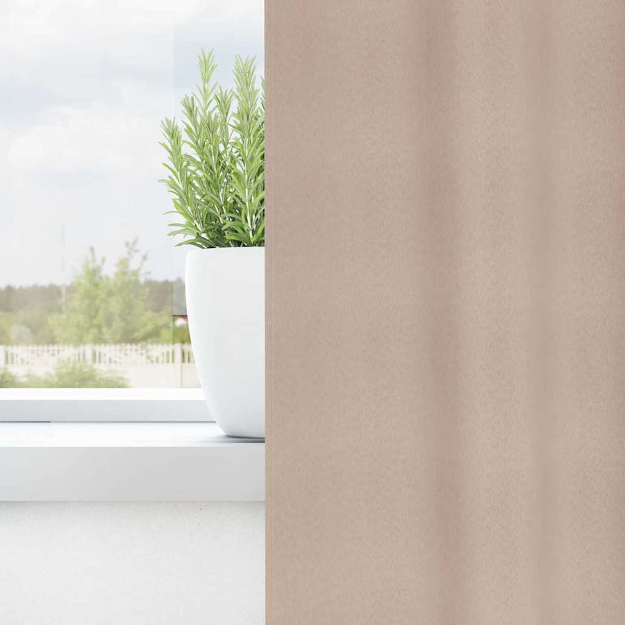 Zwart-Out Gordijnen Met Ringen Polyester Taupe Kopband tape 140 cm