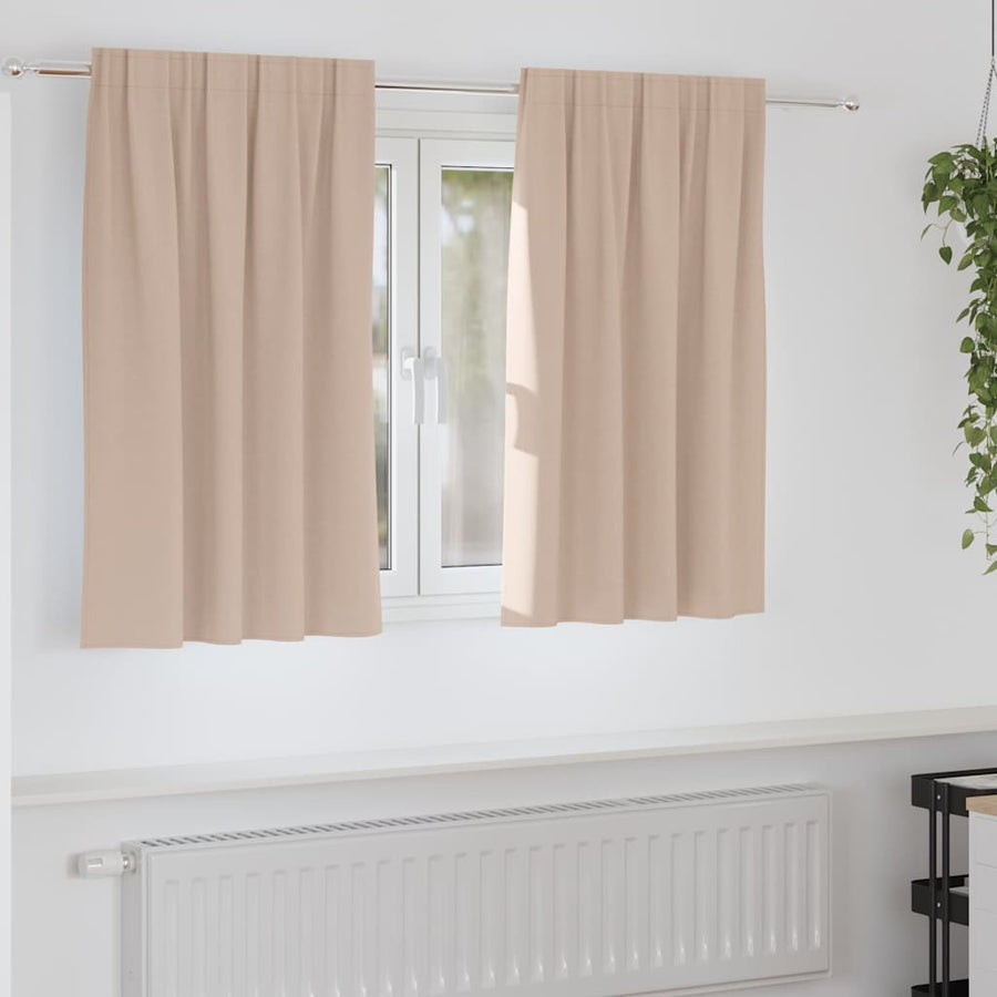 Zwart-Out Gordijnen Met Ringen Polyester Taupe Kopband tape 140 cm