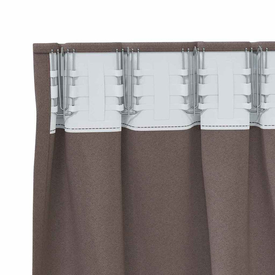 Gordijnen met gordijnen 2 pcs Donkerbruin Polyester