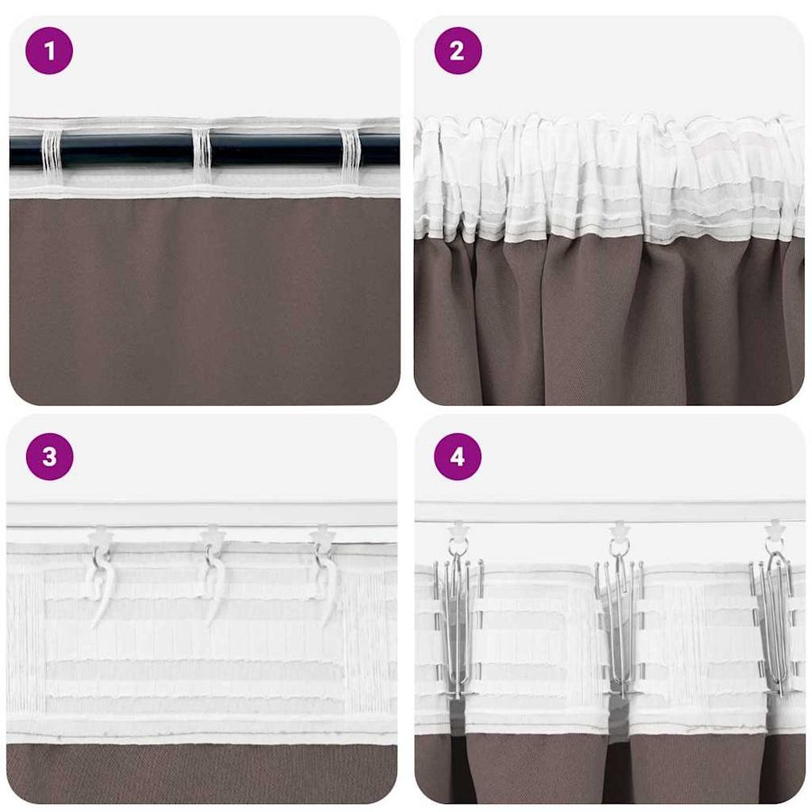 Gordijnen met gordijnen 2 pcs Donkerbruin Polyester