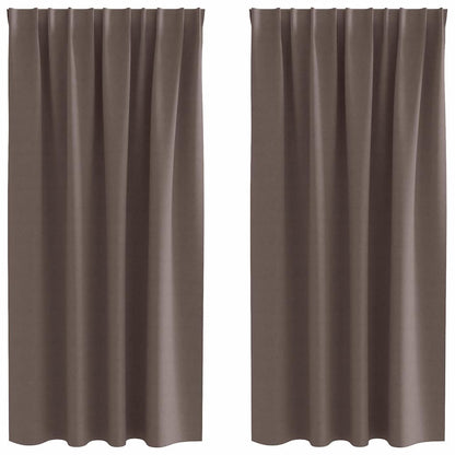 Gordijnen met gordijnen 2 pcs Donkerbruin Polyester