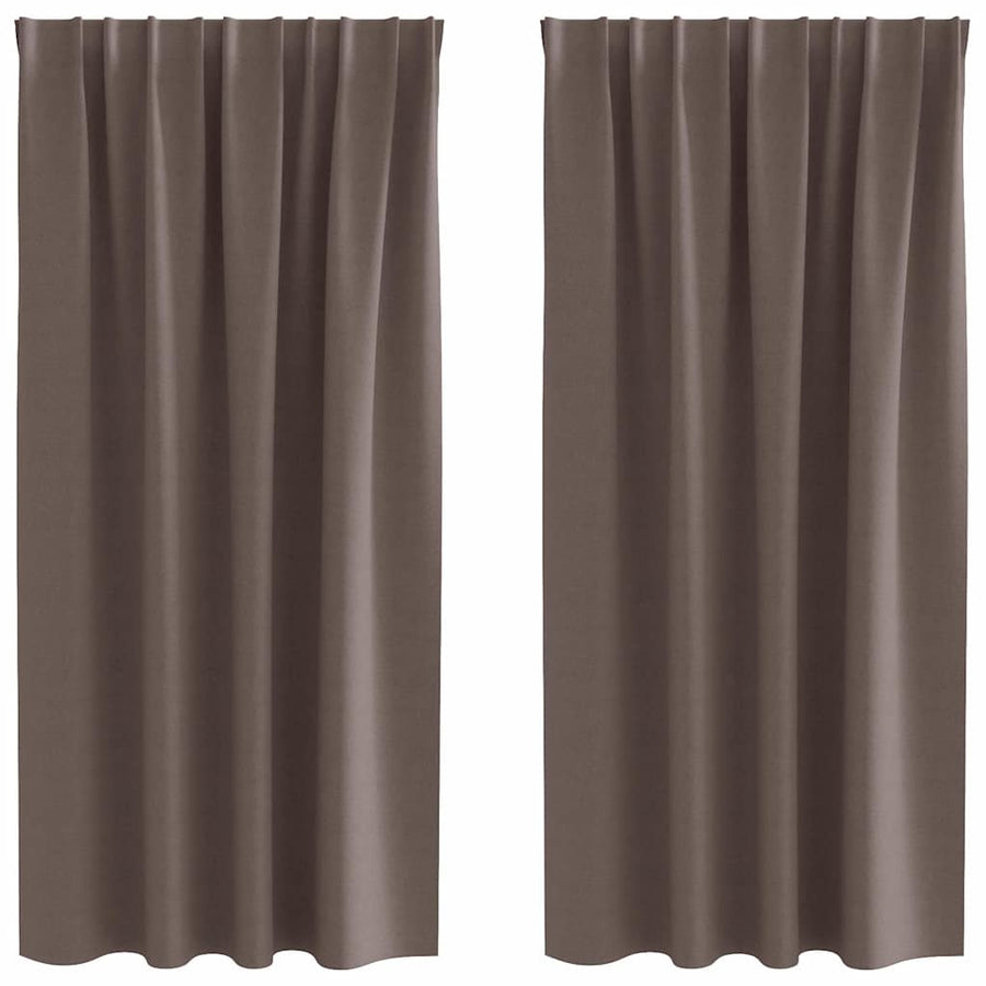 Gordijnen met gordijnen 2 pcs Donkerbruin Polyester