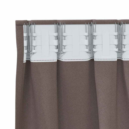 Gordijnen met gordijnen 2 pcs Donkerbruin Polyester