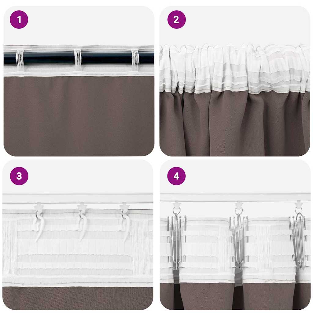 Gordijnen met gordijnen 2 pcs Donkerbruin Polyester