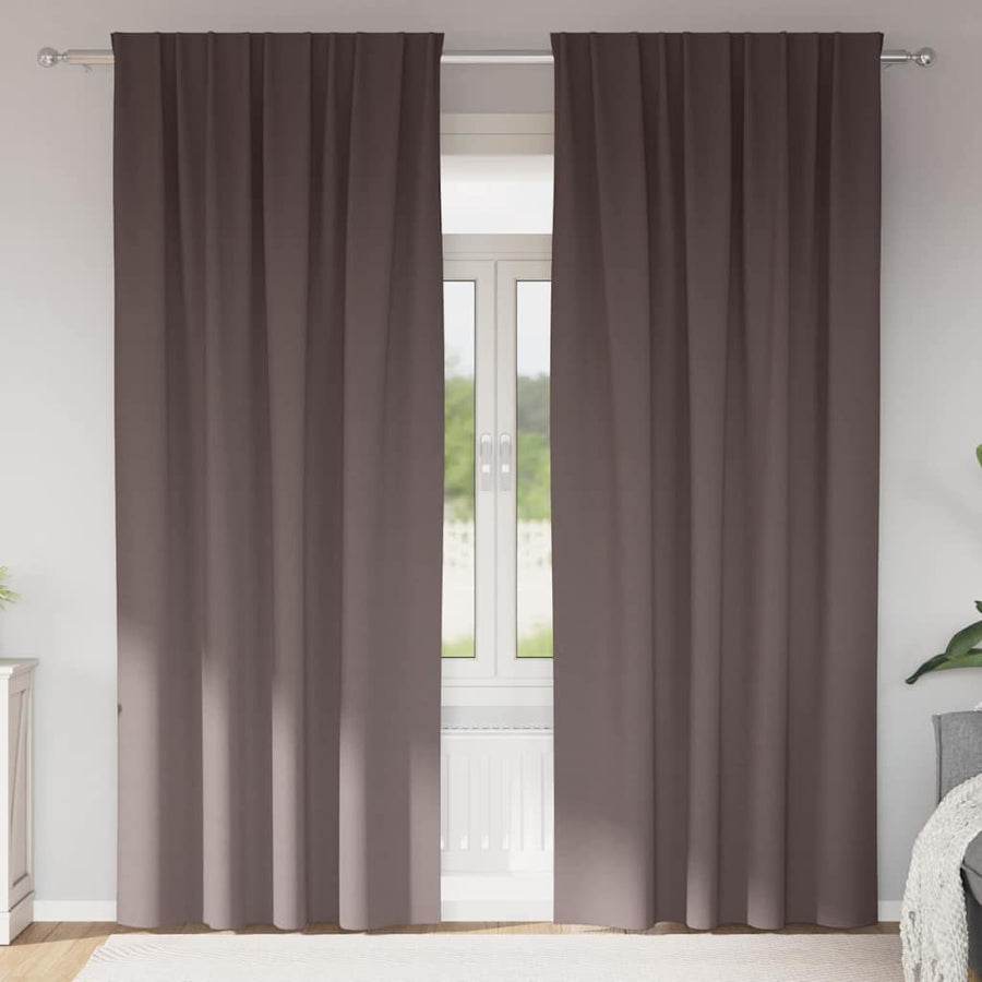 Gordijnen met gordijnen 2 pcs Donkerbruin Polyester