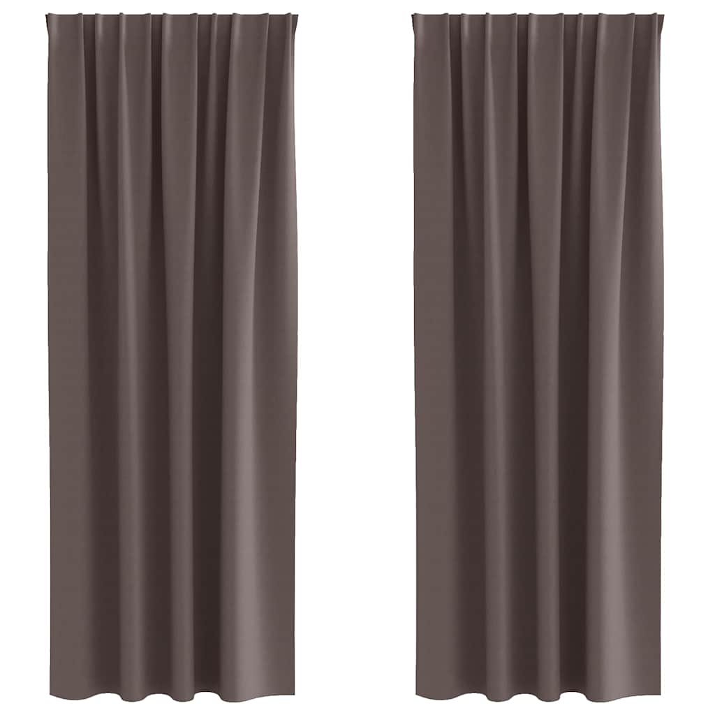 Gordijnen met gordijnen 2 pcs Donkerbruin Polyester