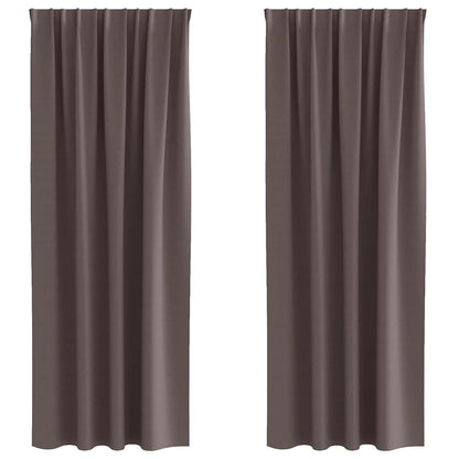 Gordijnen met gordijnen 2 pcs Donkerbruin Polyester