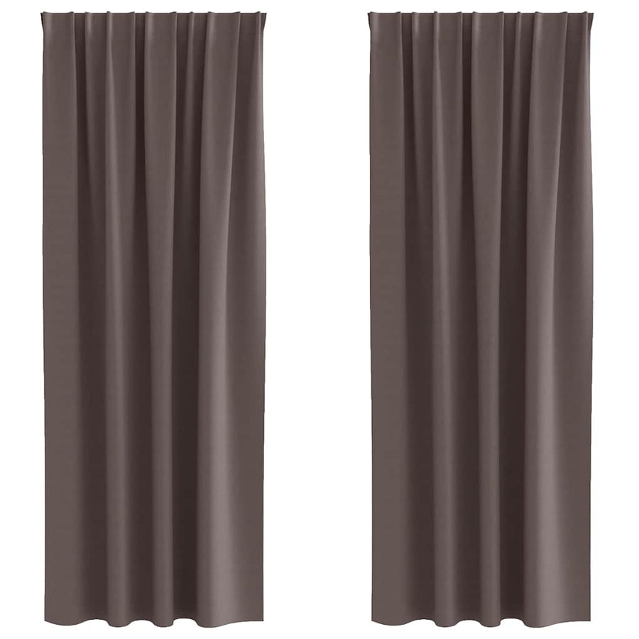 Gordijnen met gordijnen 2 pcs Donkerbruin Polyester