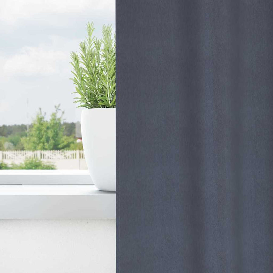 Zwart-Out Gordijnen Met Ringen Polyester Antraciet Kopband tape 140 cm