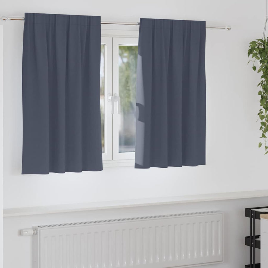 Zwart-Out Gordijnen Met Ringen Polyester Antraciet Kopband tape 140 cm