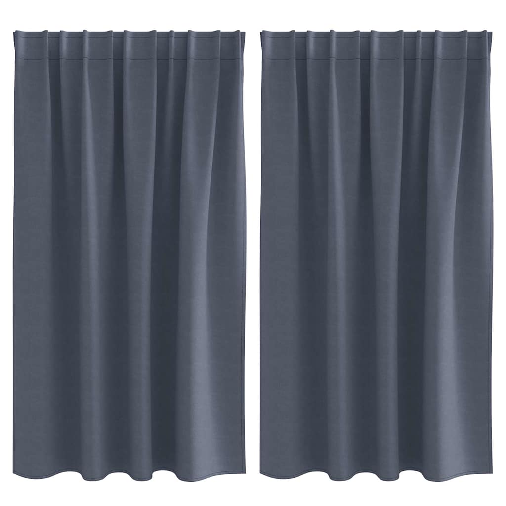 Zwart-Out Gordijnen Met Ringen Polyester Antraciet Kopband tape 140 cm
