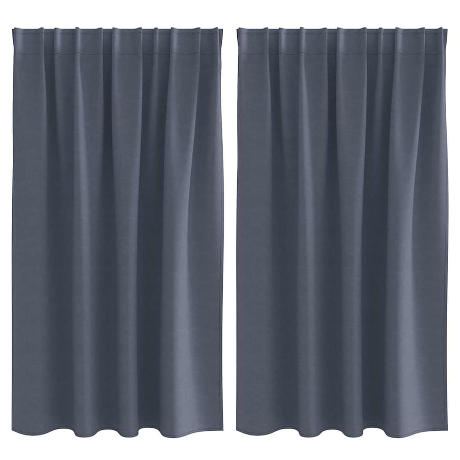Zwart-Out Gordijnen Met Ringen Polyester Antraciet Kopband tape 140 cm