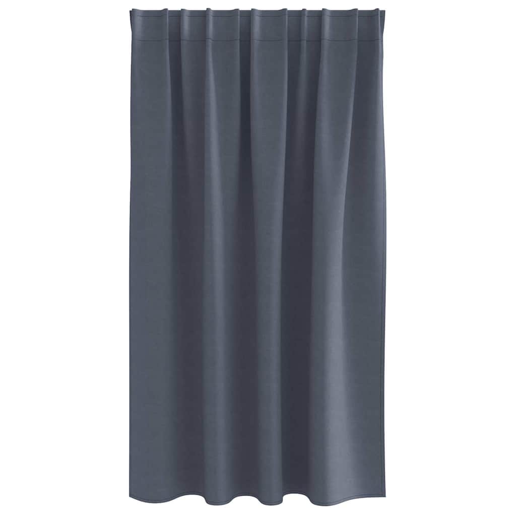 Zwart-Out Gordijnen Met Ringen Polyester Antraciet Kopband tape 140 cm
