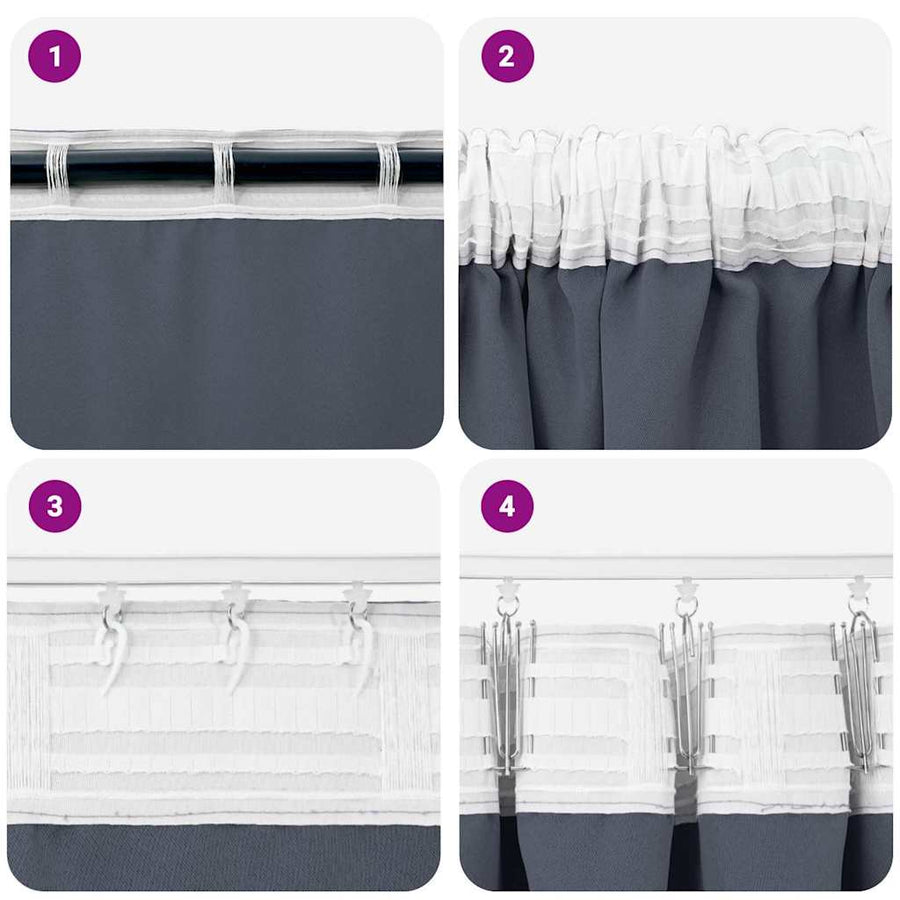 Gordijnen met gordijnen 2 pcs Antraciet Polyester
