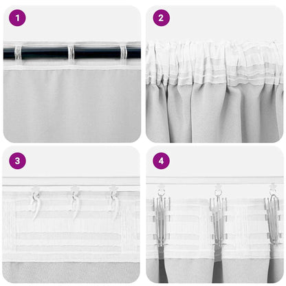 Gordijnen met gordijnen 2 pcs Lichtgrijs Polyester