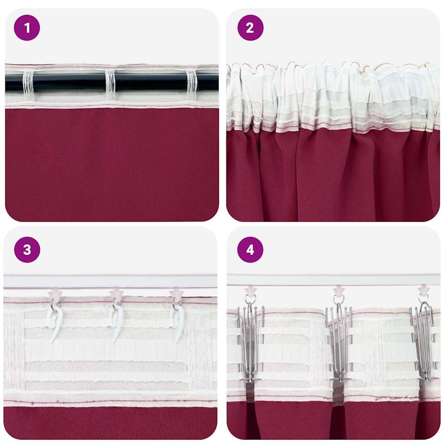 Zwart-out Gordijnen met Ringen 2 pcs Wijnrood 140 x 140 cm