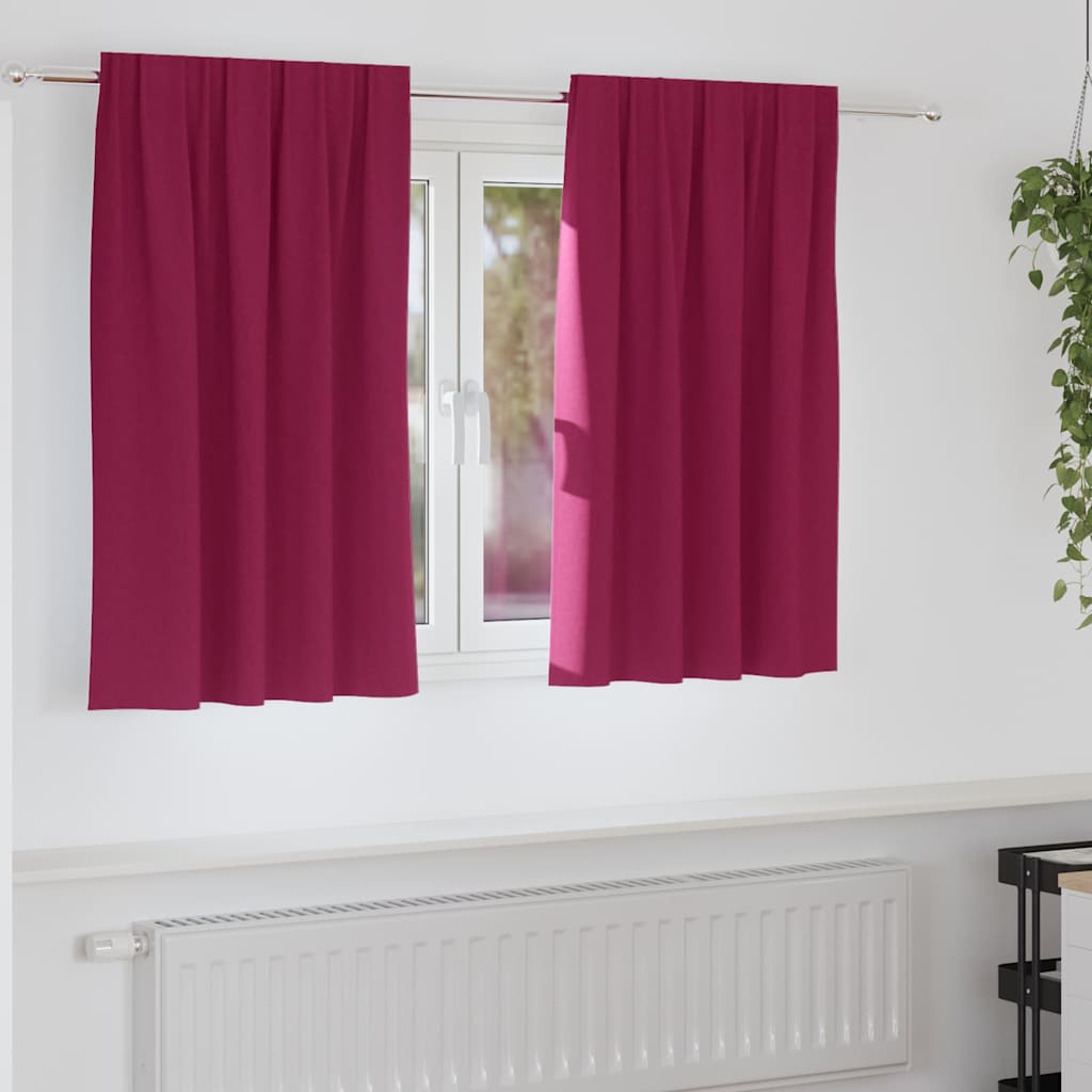 Zwart-out Gordijnen met Ringen 2 pcs Wijnrood 140 x 140 cm