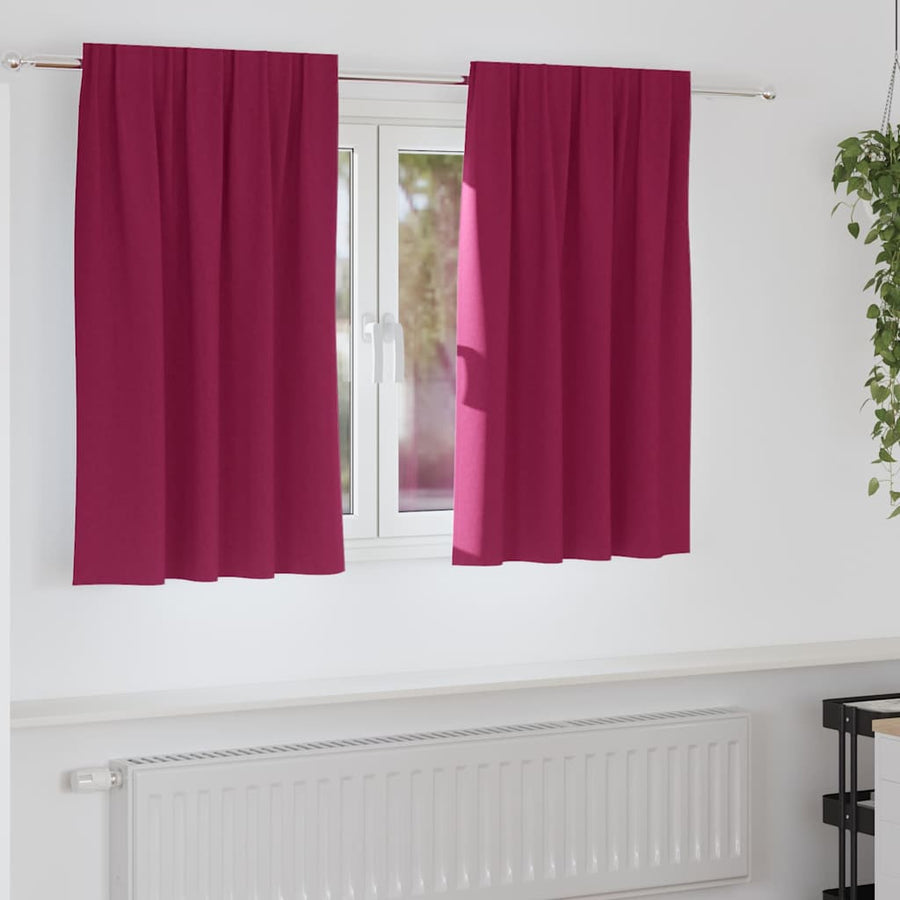Zwart-out Gordijnen met Ringen 2 pcs Wijnrood 140 x 140 cm