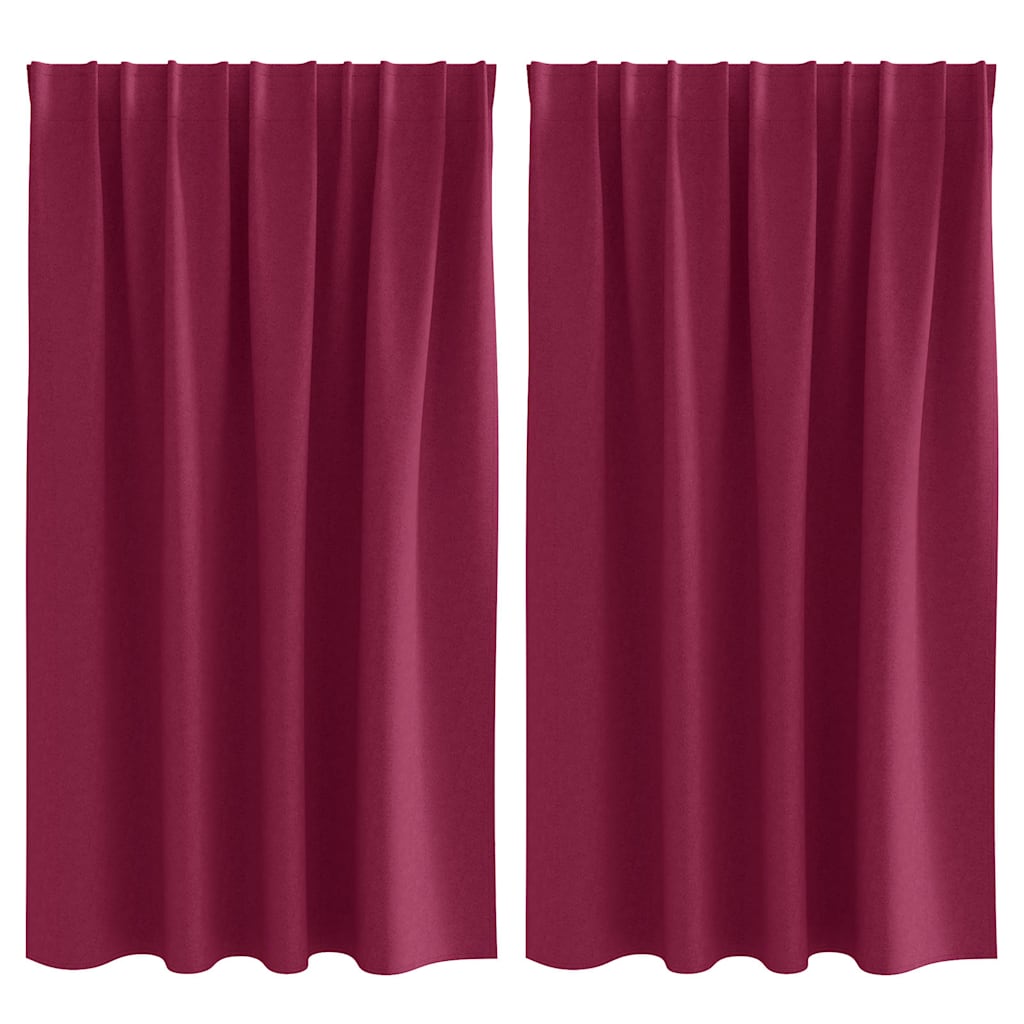 Zwart-out Gordijnen met Ringen 2 pcs Wijnrood 140 x 140 cm