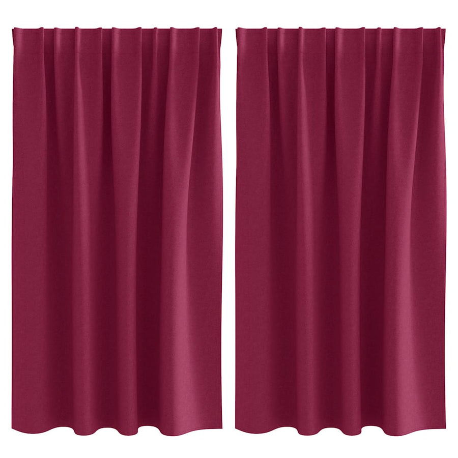 Zwart-out Gordijnen met Ringen 2 pcs Wijnrood 140 x 140 cm