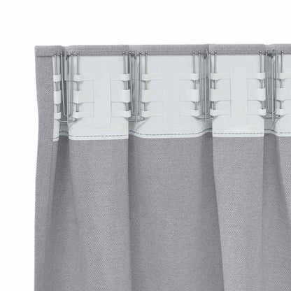 Gordijnen met gordijnen 2 pcs Metaalgrijs Polyester