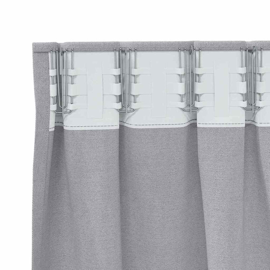 Gordijnen met gordijnen 2 pcs Metaalgrijs Polyester