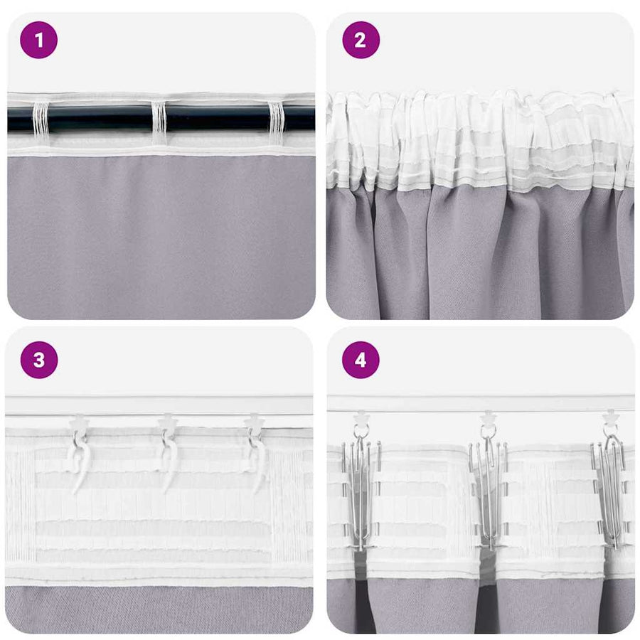 Gordijnen met gordijnen 2 pcs Metaalgrijs Polyester