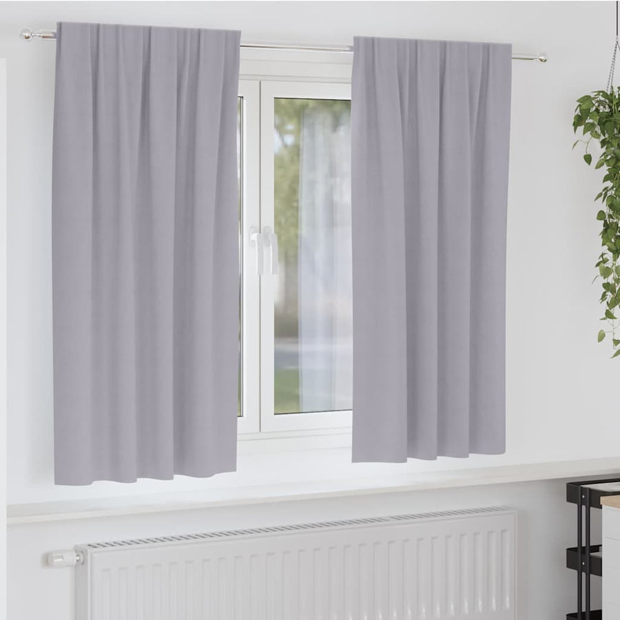 Gordijnen met gordijnen 2 pcs Metaalgrijs Polyester