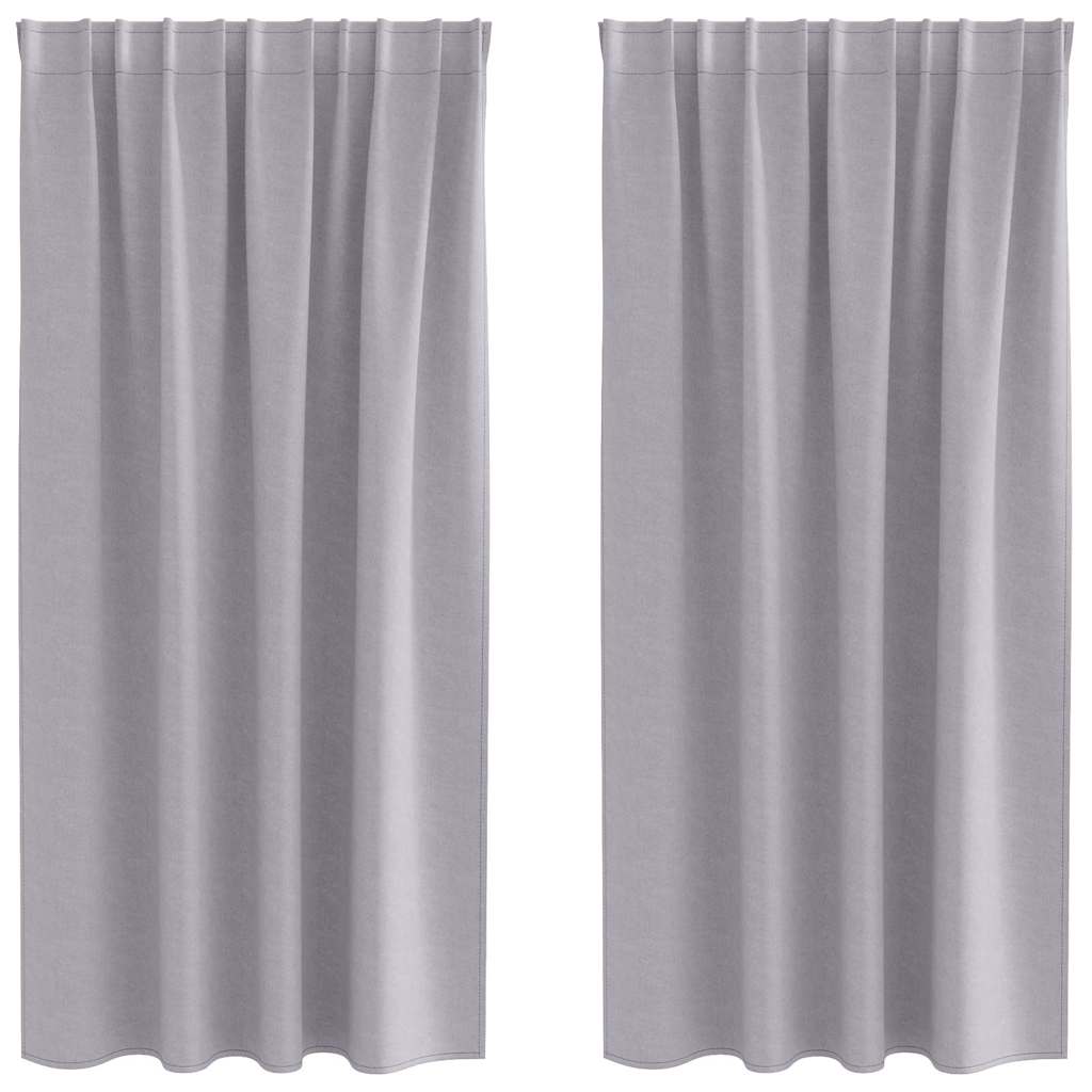 Gordijnen met gordijnen 2 pcs Metaalgrijs Polyester