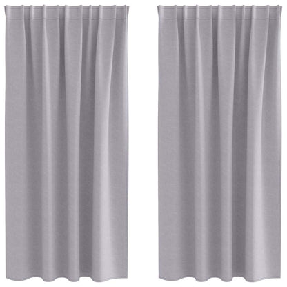 Gordijnen met gordijnen 2 pcs Metaalgrijs Polyester
