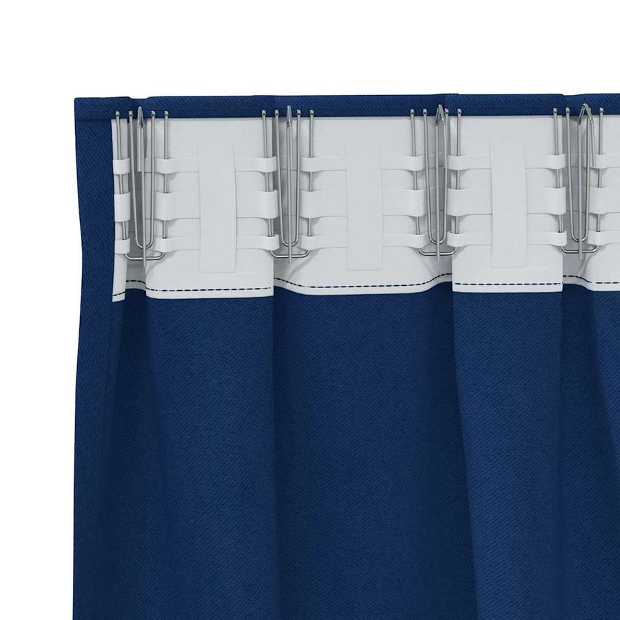 Zwart-Out Gordijnen Met Ringen Polyester Donkerblauw Kopband tape 140 cm