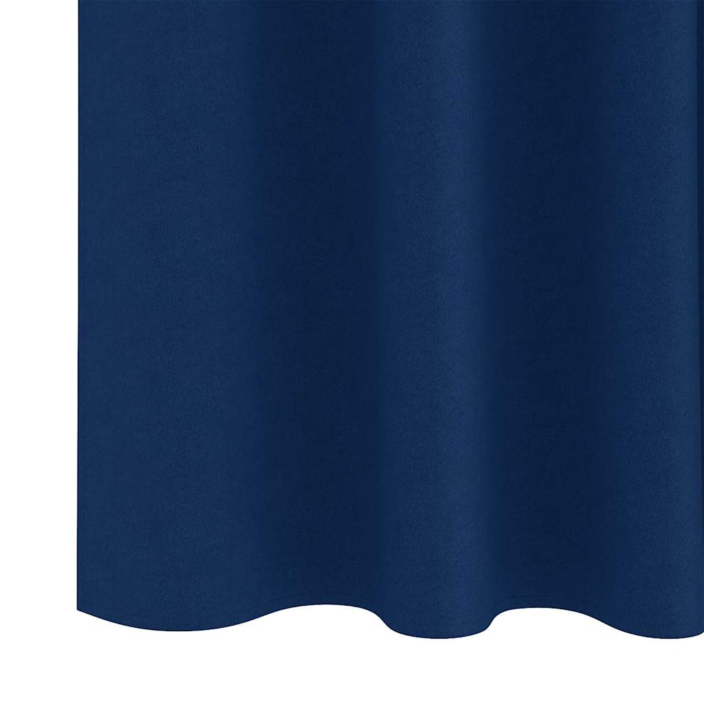 Zwart-Out Gordijnen Met Ringen Polyester Donkerblauw Kopband tape 140 cm