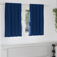 Zwart-Out Gordijnen Met Ringen Polyester Donkerblauw Kopband tape 140 cm