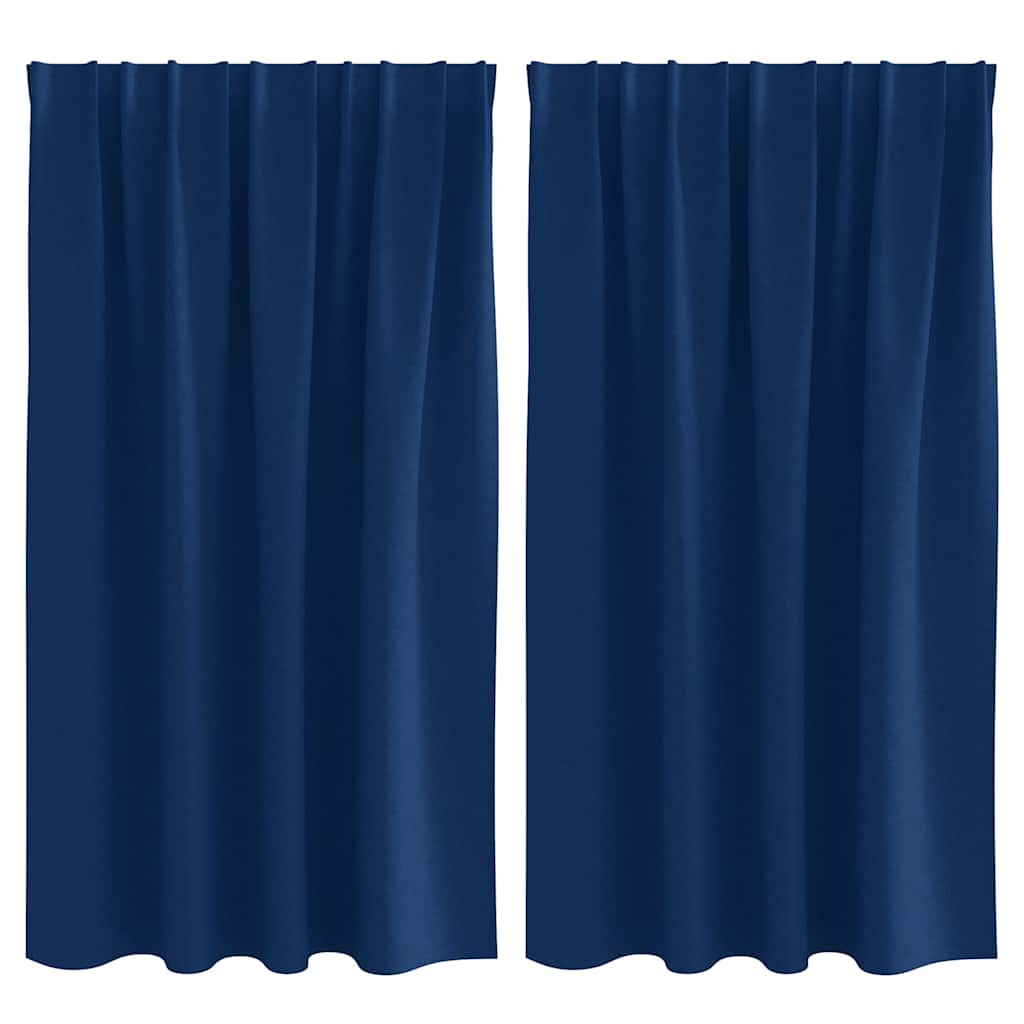 Zwart-Out Gordijnen Met Ringen Polyester Donkerblauw Kopband tape 140 cm