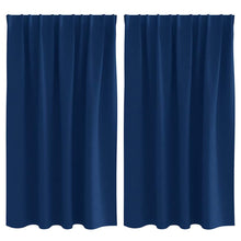 Zwart-Out Gordijnen Met Ringen Polyester Donkerblauw Kopband tape 140 cm