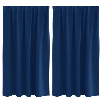 Zwart-Out Gordijnen Met Ringen Polyester Donkerblauw Kopband tape 140 cm