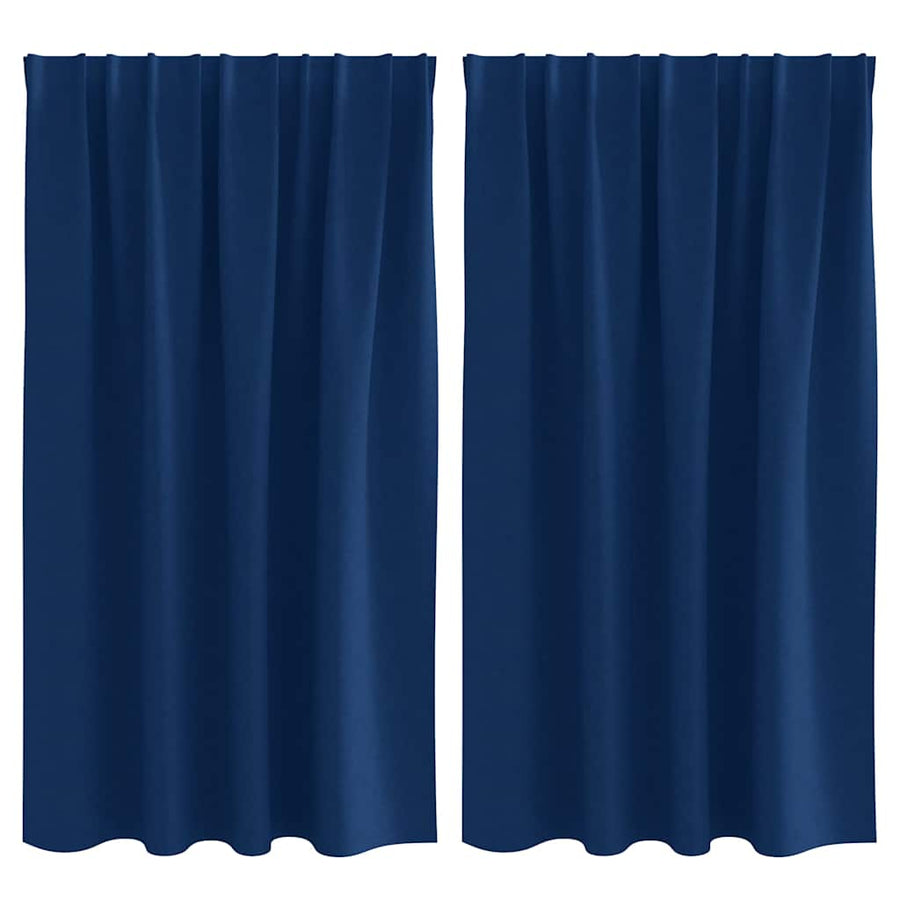 Zwart-Out Gordijnen Met Ringen Polyester Donkerblauw Kopband tape 140 cm