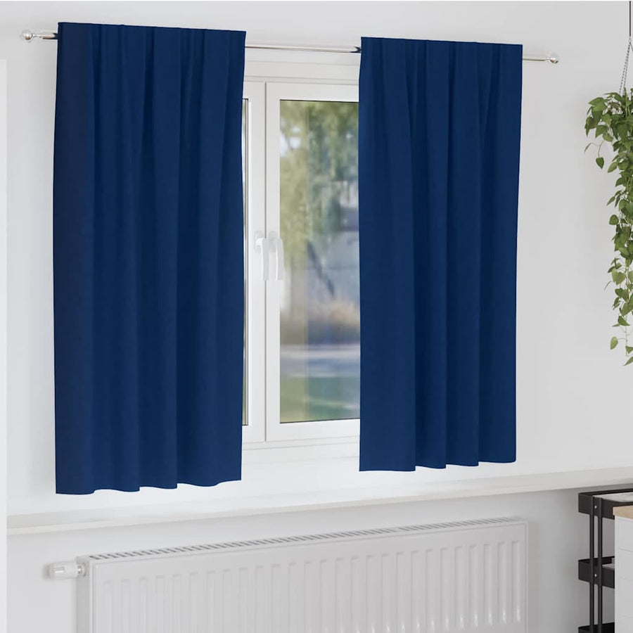 Zwart-Out Gordijnen Met Ringen 2 Pcs 175 X 140 Cm Donkerblauw Kopband tape 175 cm