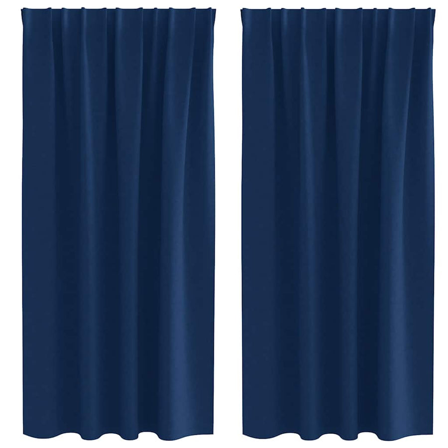 Zwart-Out Gordijnen Met Ringen 2 Pcs 175 X 140 Cm Donkerblauw Kopband tape 175 cm