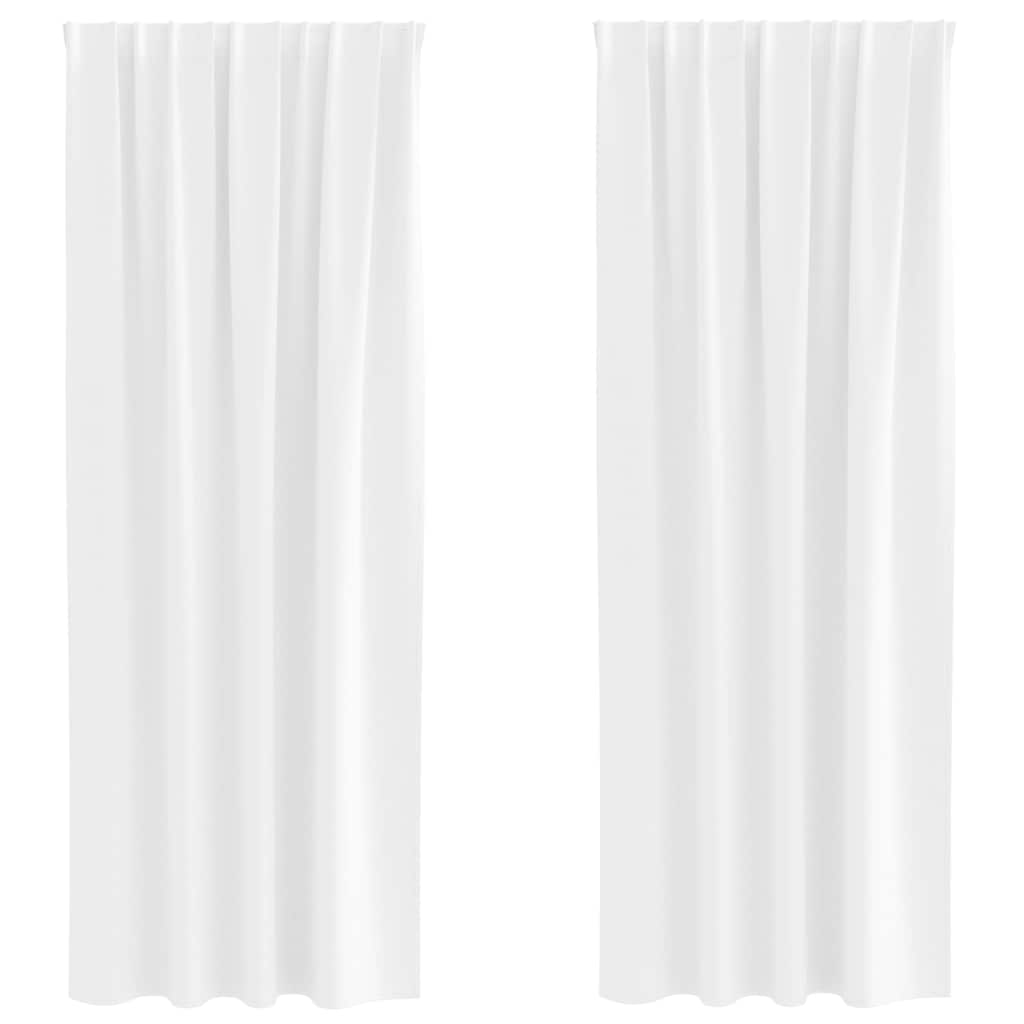 Gordijnen met gordijnen 2 pcs Zuiverwit Polyester
