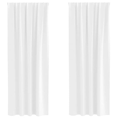 Gordijnen met gordijnen 2 pcs Zuiverwit Polyester