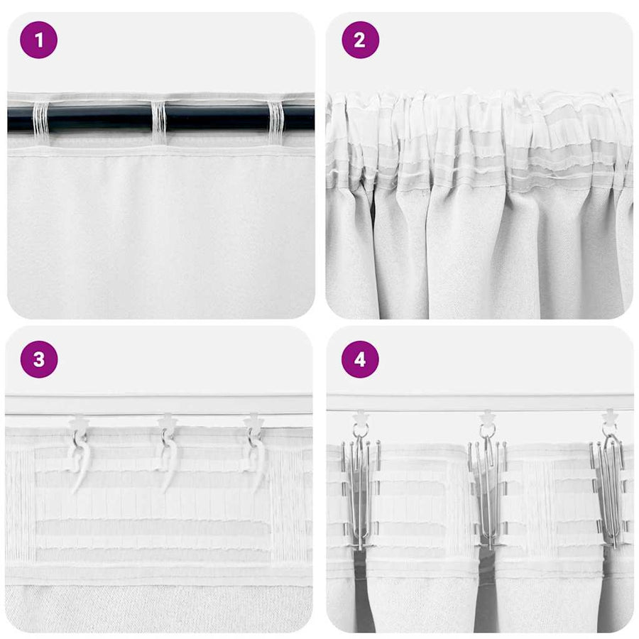 Gordijnen met gordijnen 2 pcs Helder wit Polyester